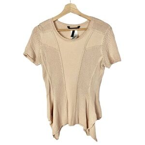BCBGMaxAzria Bare Light Pink Knit Short Sleeve Blouse M